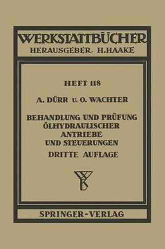 Cover image for Behandlung Und Prufung OElhydraulischer Antriebe Und Steuerungen