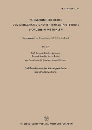 Cover image for Gefassreaktionen Der Koerperperipherie Bei Schalleinwirkung