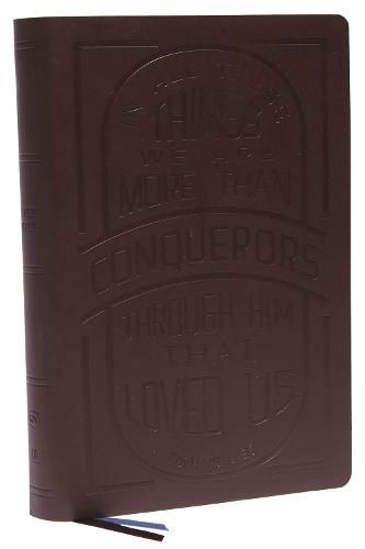 KJV, Large Print Center-Column Reference Bible, Verse Art Cover Collection, Genuine Leather, Brown, Red Letter, Thumb Indexed, Comfort Print: Holy Bible, King James Version