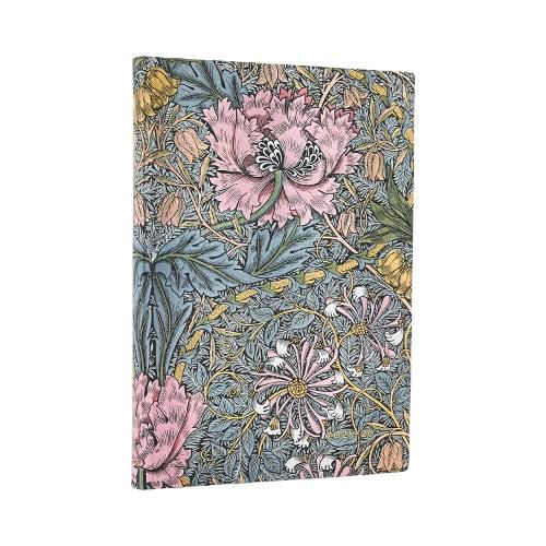 Cover image for 2026 Morris Pink Honeysuckle (William Morris) Midi 18-month Horizontal Softcover Flexi Dayplanner 2025-2026 (Elastic Band Closure)