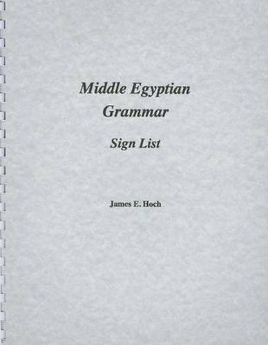 Cover image for Middle Egyptian Grammar: Sign List