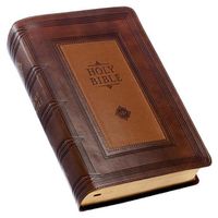 Cover image for KJV Holy Bible, Giant Print Standard Size Faux Leather Red Letter Edition - Thumb Index & Ribbon Marker, King James Version, Saddle Tan/Butterscotch