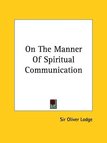 Cover image for On the Manner of Spiritual Communication