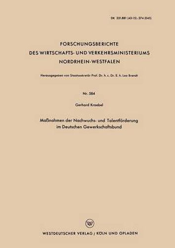 Cover image for Massnahmen Der Nachwuchs- Und Talentfoerderung Im Deutschen Gewerkschaftsbund
