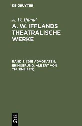Cover image for [Die Advokaten. Erinnerung. Albert von Thurneisen]