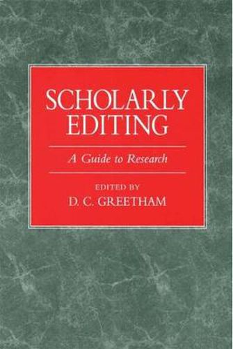Cover image for Scholarly Editing: A Guide to Research