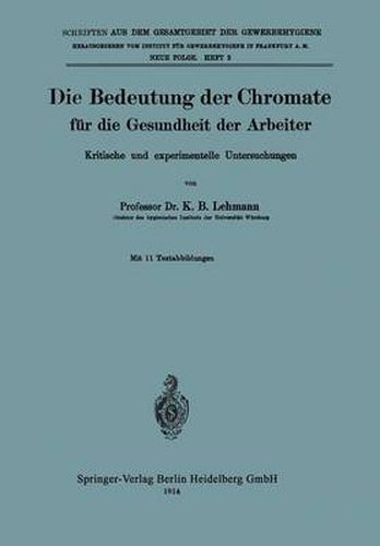 Die Bedeutung Der Chromate Fur Die Gesundheit Der Arbeiter: Kritische Und Experimentelle Untersuchungen