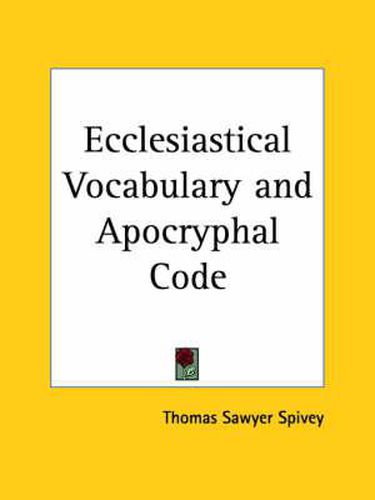 Cover image for Ecclesiastical Vocabulary