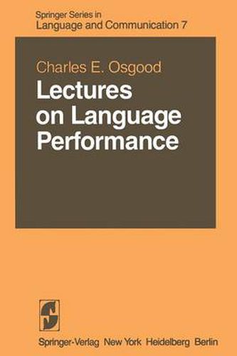 Cover image for Lectures on Language Performance