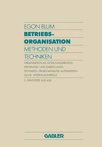 Cover image for Betriebsorganisation: Methoden Und Techniken