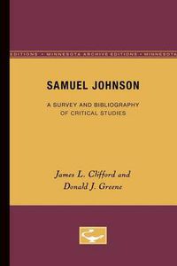 Cover image for Samuel Johnson: A Survey and Bibliography of Critical Studies