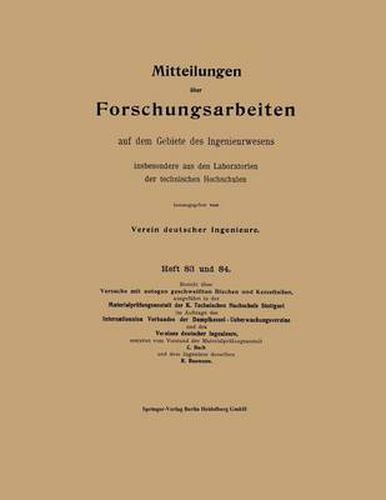 Mitteilungen UEber Forschungsarbeiten Auf Dem Gebiete Des Ingenieurwesens