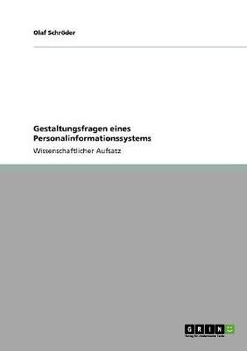 Cover image for Gestaltungsfragen eines Personalinformationssystems