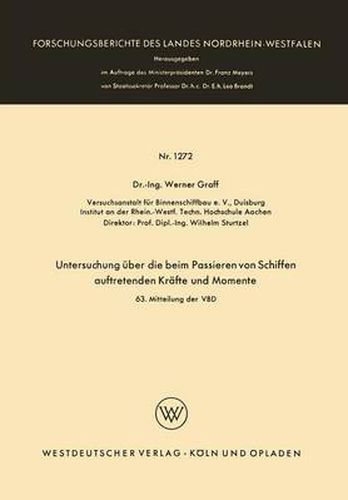 Cover image for Untersuchung UEber Die Beim Passieren Von Schiffen Auftretenden Krafte Und Momente