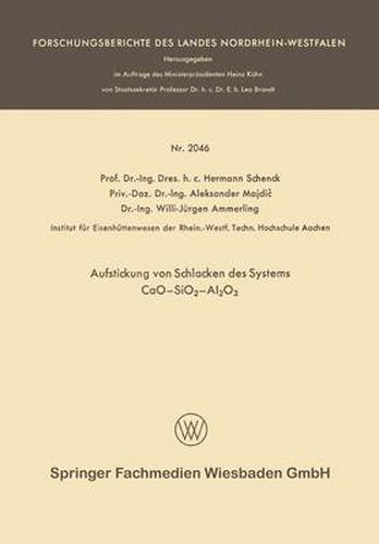 Cover image for Aufstickung Von Schlacken Des Systems Cao--Sio2--Al2o3