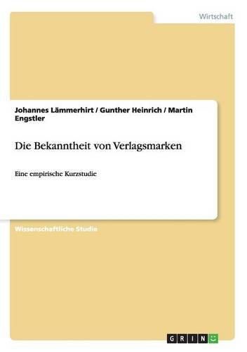 Cover image for Die Bekanntheit Von Verlagsmarken