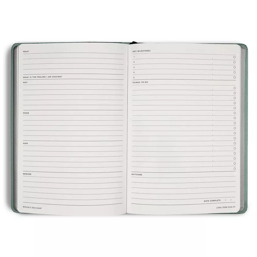 MiGoals 2026 Classic Diary - Weekly Notes - A5 Black