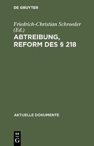 Cover image for Abtreibung, Reform des  218