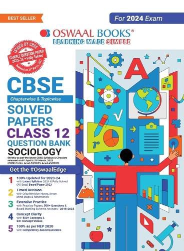 Cover image for Oswaal CBSE Chapterwise Solved Papers 2023-2014 Sociology Class 12th (2024 Exam)