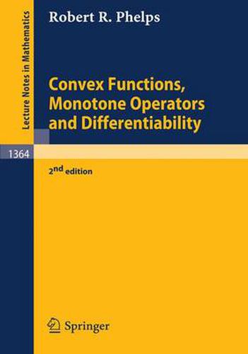 Cover image for Convex Functions, Monotone Operators and Differentiability