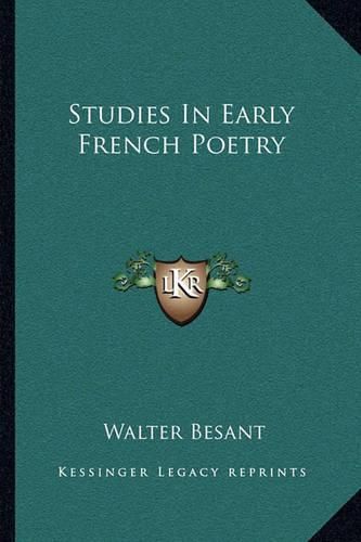 Studies in Early French Poetry