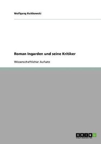 Cover image for Roman Ingarden und seine Kritiker