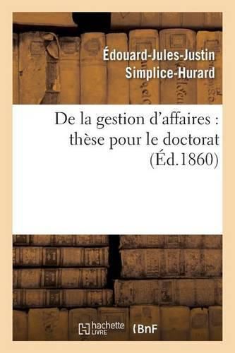 Cover image for These: de la Gestion d'Affaires