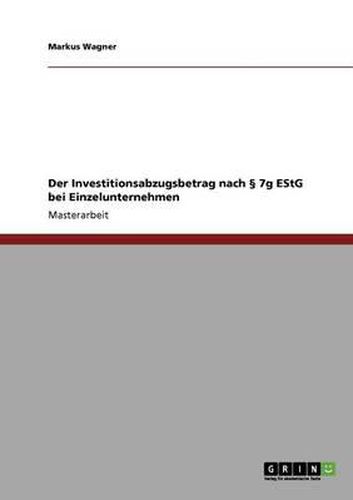 Cover image for Der Investitionsabzugsbetrag Nach 7g Estg Bei Einzelunternehmen