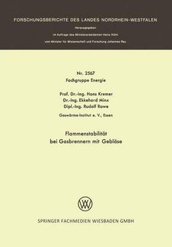 Cover image for Flammenstabilitat Bei Gasbrennern Mit Geblase