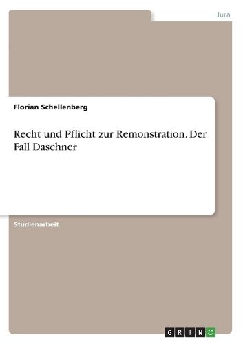 Cover image for Recht und Pflicht zur Remonstration. Der Fall Daschner