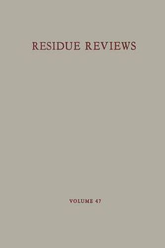 Cover image for Residue Reviews: Residues of Pesticides and Other Contaminants in the Total Environment