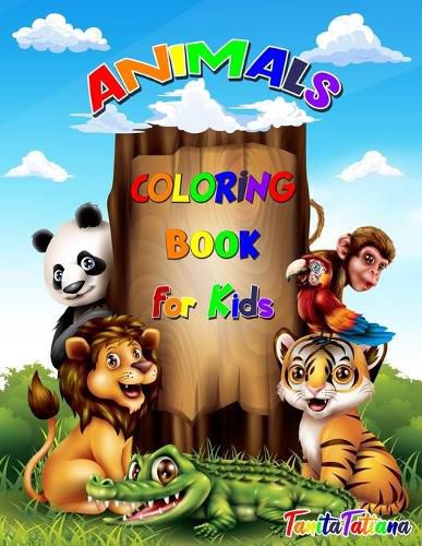 Cover image for Animals Coloring Book for Kids: Animal Coloring Pages for Kids, Ages 4-8, Relaxation and Stress Relief Designs Including Wild Farm Animals and Sea Creatures