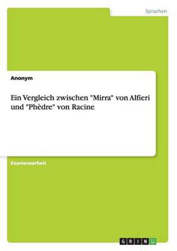 Cover image for Ein Vergleich zwischen Mirra von Alfieri und Phedre von Racine