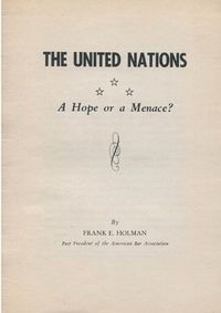 Cover image for The United Nations-A Hope or a Menace?