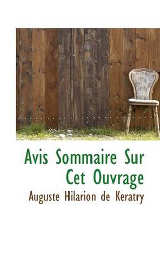 Cover image for Avis Sommaire Sur CET Ouvrage