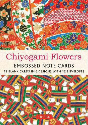 Cover image for Chiyogami Flowers Embossed Note Cards - 12 Cards