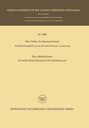 Cover image for Der  Mittelstand  Im Hochindustrialisierten Wirtschaftsraum