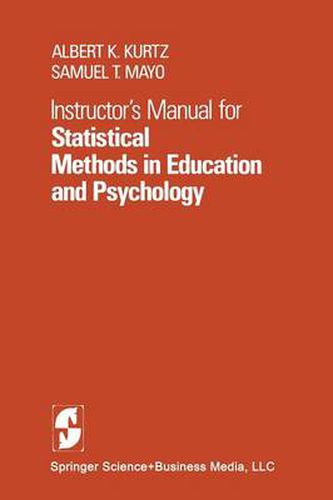 Cover image for Instructor's Manual for Statistical Methods in Education and Psychology