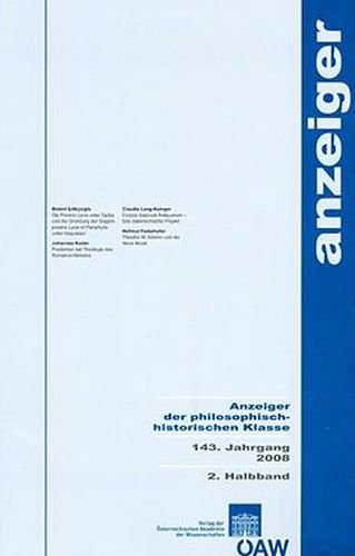 Anzeiger Der Philosophisch-Historischen Klasse 143. Jahrgang, 2. Halbband 2008