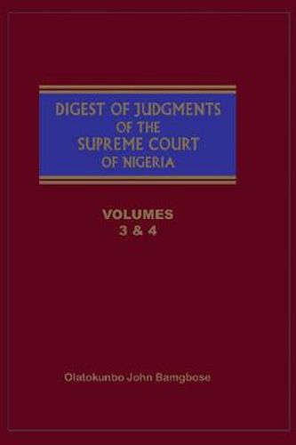 Cover image for The Digest of Judgments of the Supreme Court of Nigeria: Vols 3 and 4