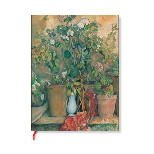 Cover image for Cezanne's Terracotta Pots and Flowers Midi Unlined Hardback Journal (Elastic Band Closure)