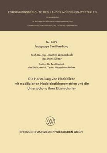 Cover image for Die Herstellung Von Nadelfilzen Mit Modifizierten Nadeleinstichgeometrien Und Die Untersuchung Ihrer Eigenschaften