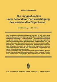 Cover image for Die Lungenfunktion Unter Besonderer Berucksichtigung Des Wachsenden Organismus