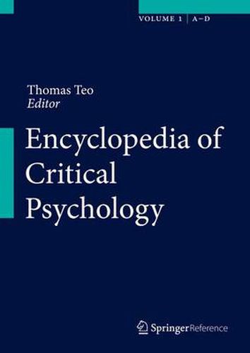 Cover image for Encyclopedia of Critical Psychology