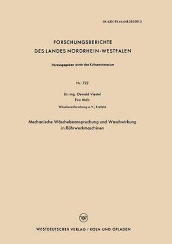 Cover image for Mechanische Waschebeanspruchung Und Waschwirkung in Ruhrwerkmaschinen