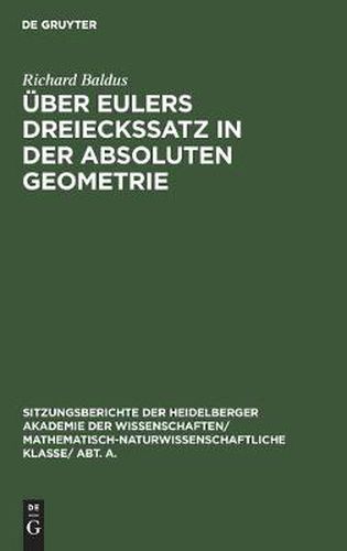 Cover image for UEber Eulers Dreieckssatz in Der Absoluten Geometrie