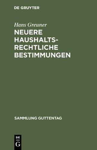 Cover image for Neuere haushaltsrechtliche Bestimmungen