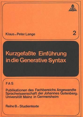 Cover image for Kurzgefasste Einfuehrung in Die Generative Syntax