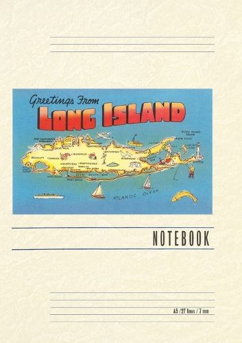 Cover image for Vintage Lined Notebook Greetings from Long Island, New York, Map