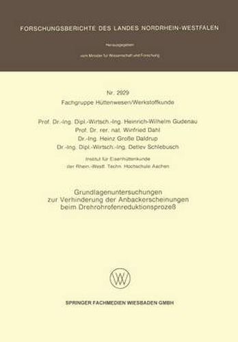 Grund;agenuntersiucjengen Zur Verhinderung Der Anbackerscheinungen Beim Drehrofenreduktionsprozess